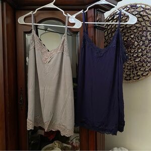 2pc Lace Trimmed Cami V-Neck 14/16 Gray Blue Whimsygoth Grunge y2k Layering